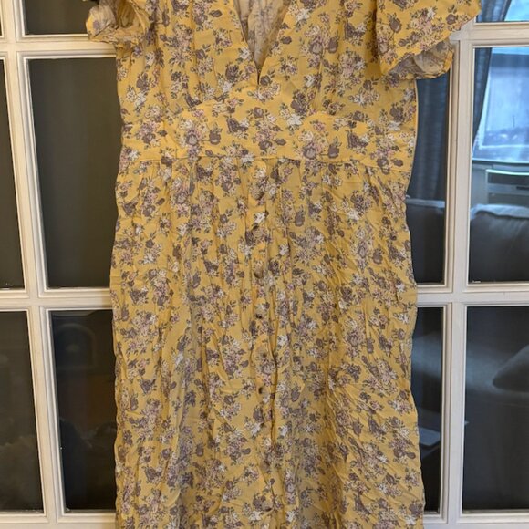 Auguste The Label Floral Yellow Dress - Size US 10 - Picture 4 of 4